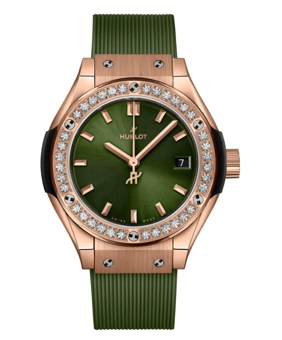 Hublot Classic Fusion 36mm Gold Diamonds Green