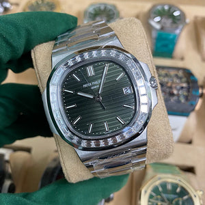 Patek Philippe Nautilus 5711-1300A-001 Baguette Diamond Bezel Green Dial