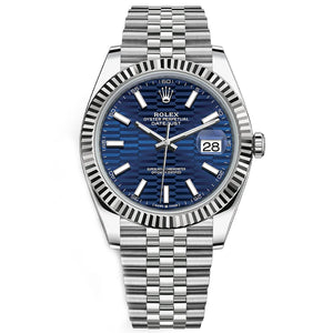 Rolex Datejust 41mm Bright Blue, Fluted Motif Dial Fluted Bezel 126334
