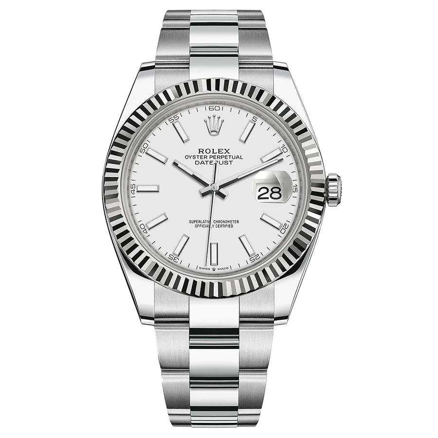 Rolex Datejust 41mm White Dial Fluted Bezel 126334