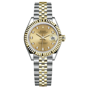 Rolex Lady-Datejust Champagne Diamond Dial Fluted Bezel 28mm 279173
