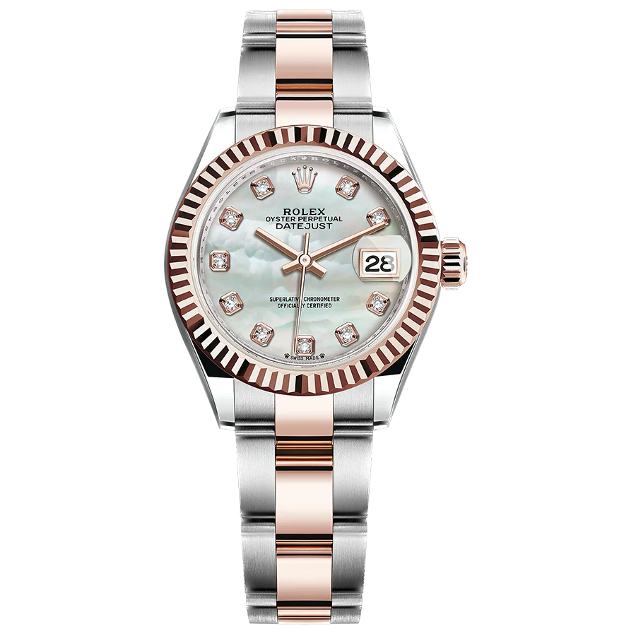 Rolex Datejust 28mm Steel and Rose Gold Mother of Pearl Diamond Dial REF 126231