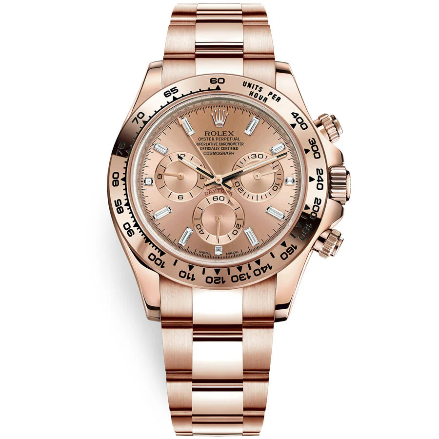 Rolex Daytona 40mm Rose Gold 116505 Baguette Diamond Dial