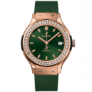 Hublot Classic Fusion 36mm Gold Diamonds Green
