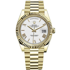 Rolex Day-Date 40 228238 Fluted Bezel White Dial